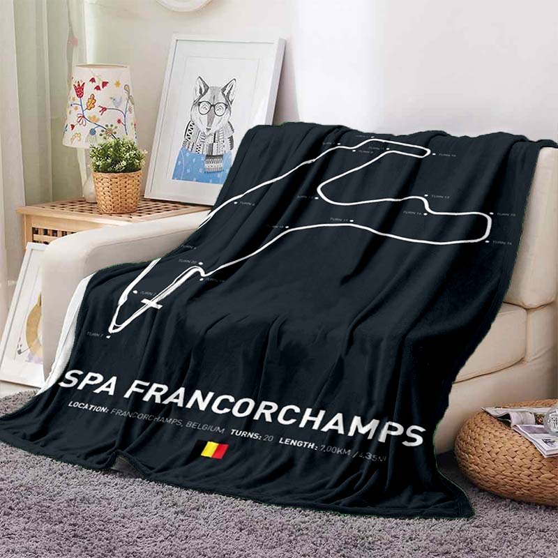Racing Circuit Track Map Flannel Throw Blanket Cozy Soft Lightweight All Season Sofa Couch Bed Decor Gift for Motorsport Lovers