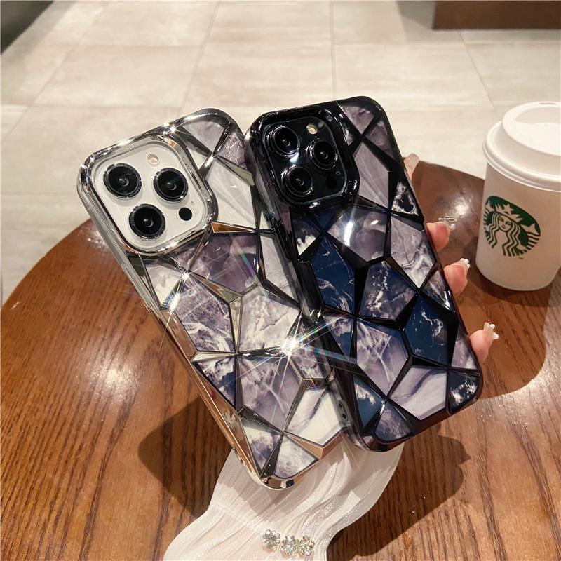 For iPhone 15 Pro Max Luxury Plating Silicone Frame Marble Phone Case For iPhone 11 12 13 14 15 16 Plus Soft Protective Cover