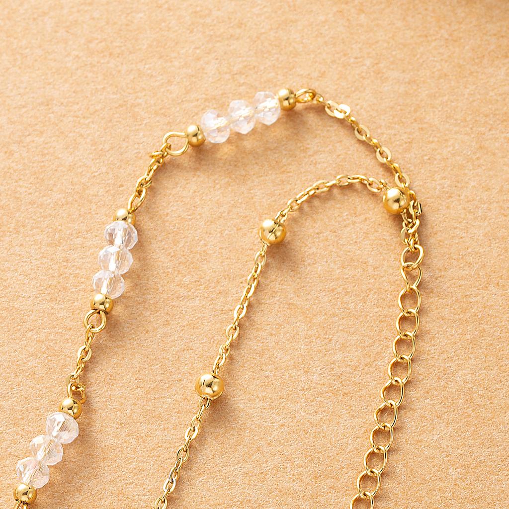 Pendentif Arbre de Vie Perles de Cristal Multicouches Acier Inoxydable Bijoux de Mode pour Femmes Cadeau Chaîne de Cheville Fête de Plage d'Été