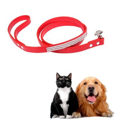 Evcil Köpek Tasması Parıltılı Yapay Elmas Tasarımı Askılı Kancalı Rahat Giyilebilen Suni Deri Tasma