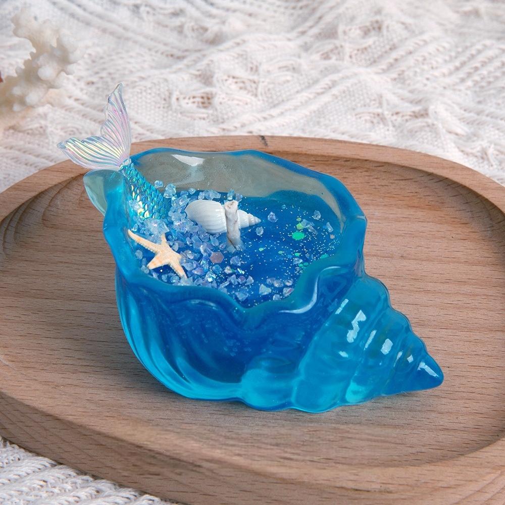Ocean Breeze Seashell Blue Sea Themed Aromatherapy Candle Starfish Accents Calm Relaxing Evenings Seashell Scented Candles (as the picture,Jasmine&10*6*4.5cm)