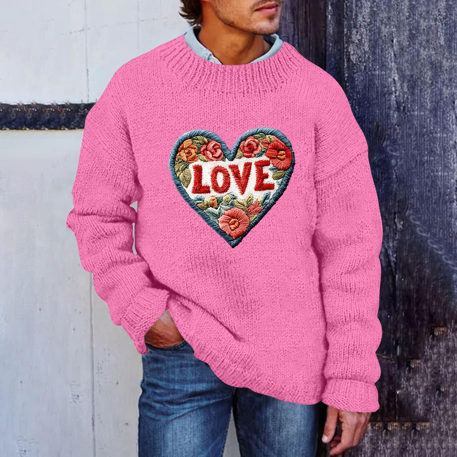 

Мужской принтованный искусственный свитер, толстовка с круглым вырезом, свободный топ с длинными рукавами XXXL розовый