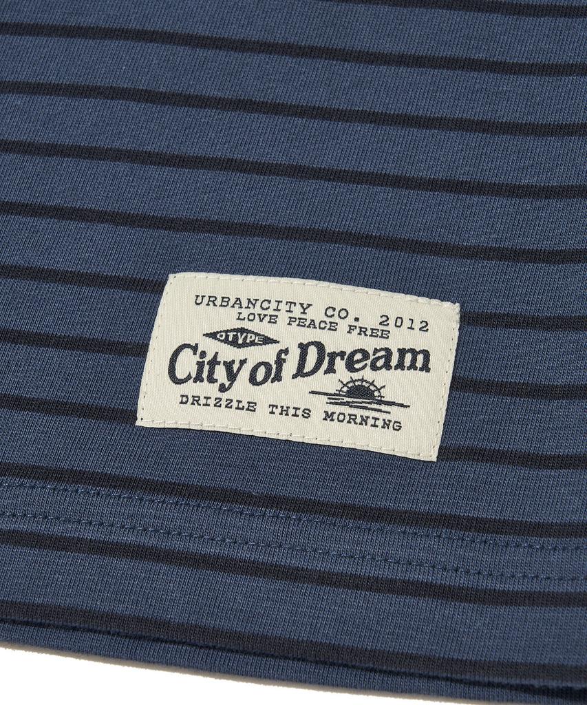 URBANDTYPE Vintage Label Striped T-Shirt_Navy