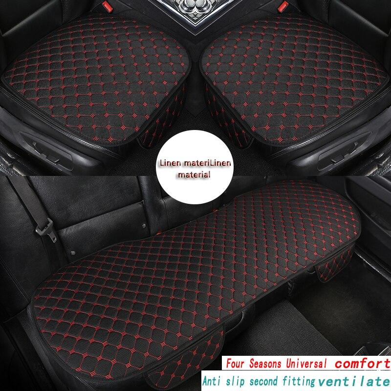 Linen Quilted Embroidered Car Cushion Without Backrest Four Seasons Universal Three-Piece Set