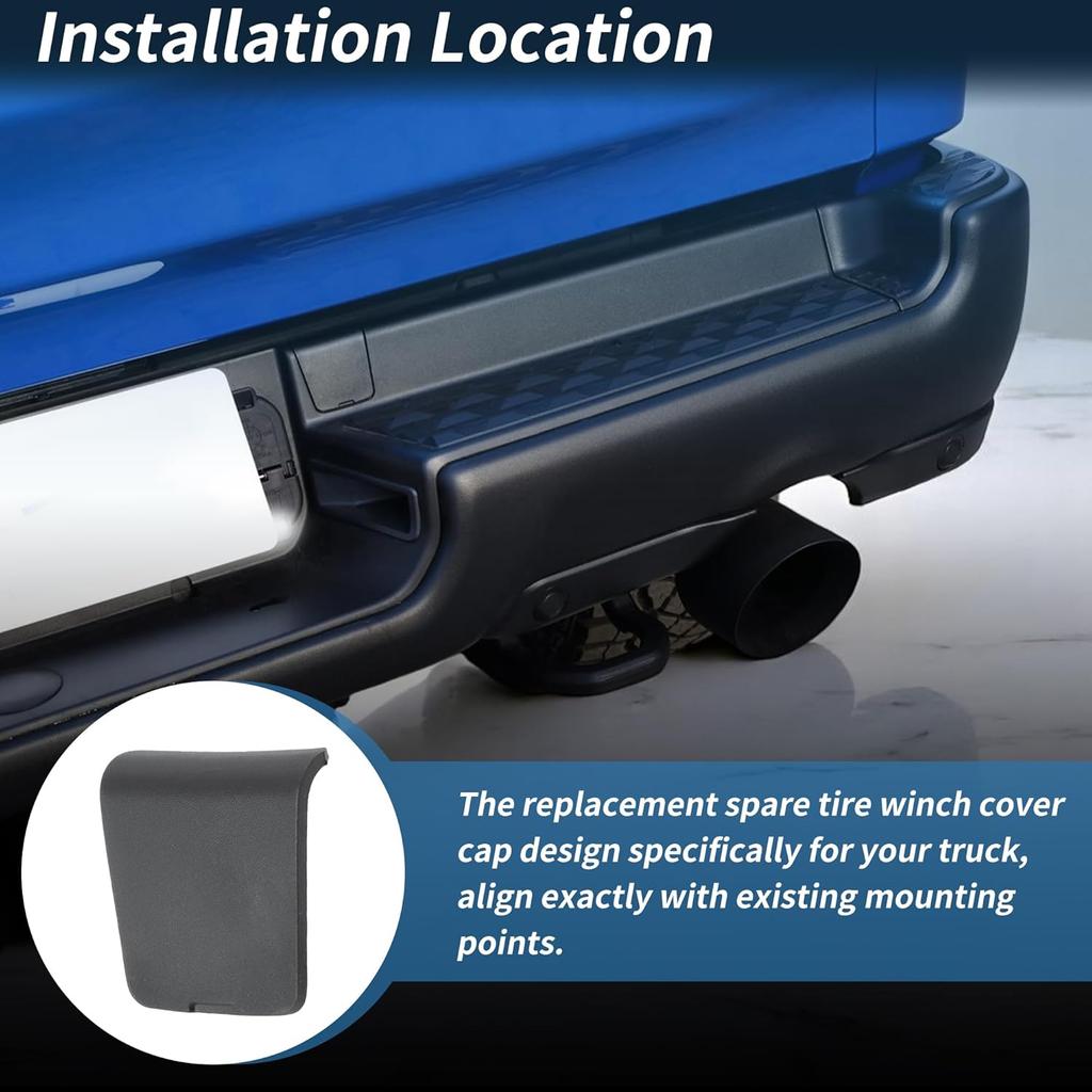 Motoforti Spare Tire Winch Cover for Ram 1500 DT 2019 2020 2021 2022 2023 2024 New Body Style Rear Bumper Cover Cap No.68299112AC/68299112AB