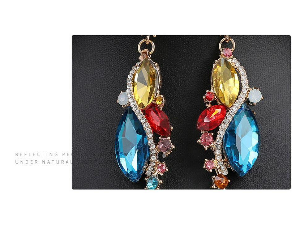 Set de bijuterii rafinat european-american cu strasuri de cristal pentru nunți și seri - Cercei statement și colier