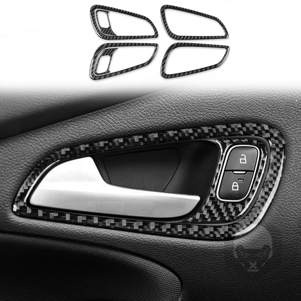 Real Soft Carbon Fiber Sticker Car Inner Door Handle Panel Trim For Ford Focus SE RS ST Ecoboost 2015 2016 2017 2018 LHD RHD