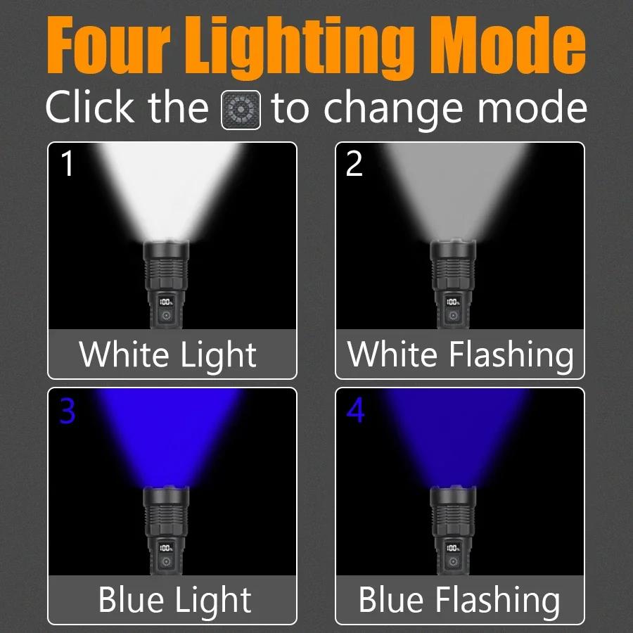 Super Bright Dual light LED Flashlight USB Rechargeable zoomable Torch with Built-in battery Outdoor Fishing Camping Lantern