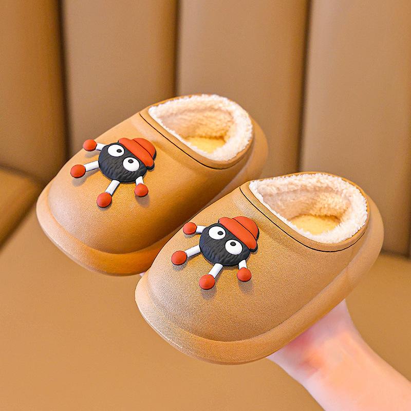 

Children s cotton slippers for indoor home use in autumn and winter, winter parent-child waterproof cotton shoes, boys and girls toddler slippers 24-25Inner Length14cm коричневый