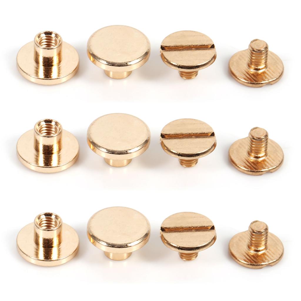 10sets 5 6.5 8mm Solid Brass Button Stud Screw Nail Screwback for Leather Rivet Belt DIY Gold