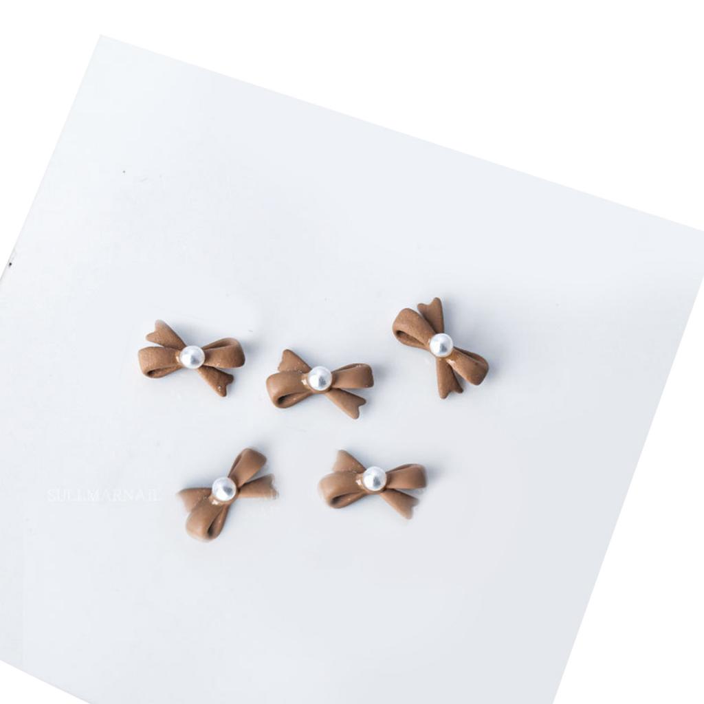 5Pcs Metal Nail Art Studs 3D Nail Art Charms Metal Nail Art Jewelry Decorations Pearls Bows Nail Decoration Accessories