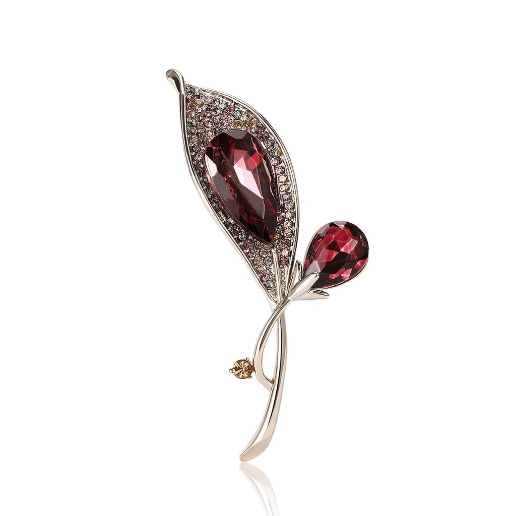 Exquisite Creative Alloy Rhinestone Tulip Brooch Retro Temperament Women'S Clothing Corsage Jewelry Pin