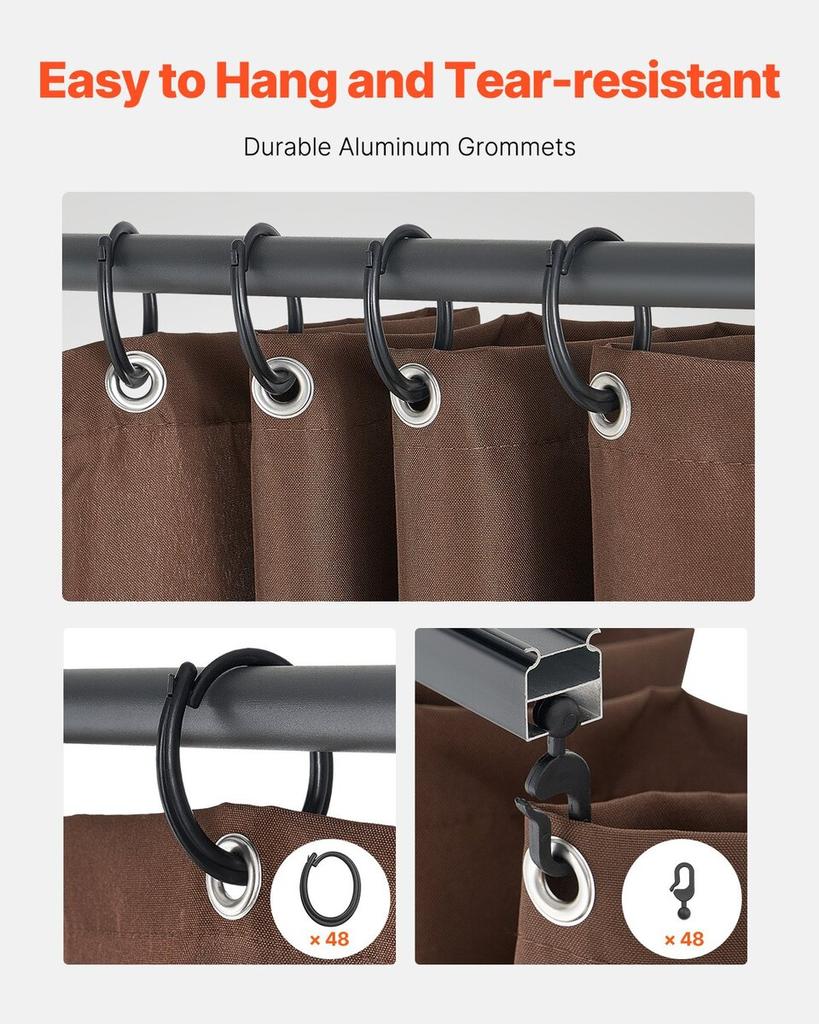 Gazebo Privacy Curtain 10' x 10' x 6.9' Waterproof Gazebo Curtains Coffee