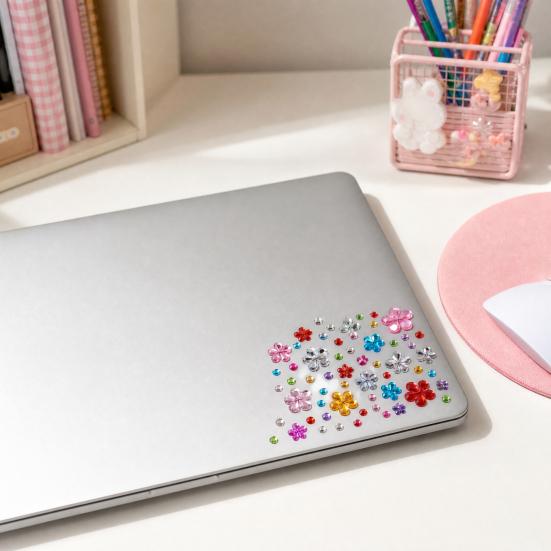 Colorful Star Rhinestone Face Stickers Dopamine Makeup Gems for Music Festival Self-Adhesive Body Jewels for Cheek Decoration