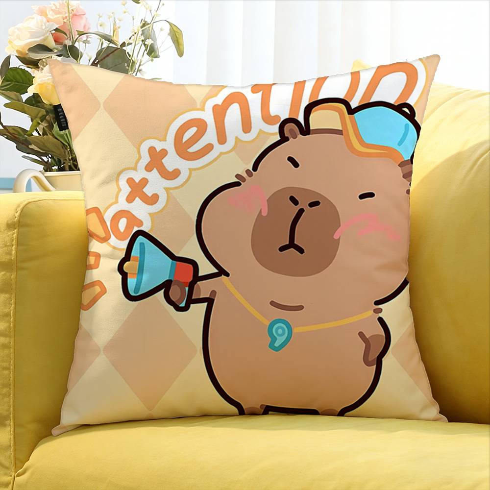 Cute Capybara Household Various Sizes Square Pillow Case For Car Home Bedchamber Decor