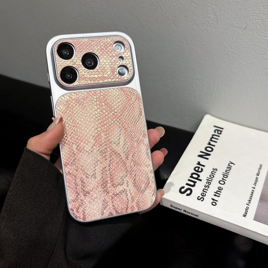 iPhone 17 Air 16 15 14 13 Pro Max İçin Premium İş Derisi Doku Desenli Telefon Kılıfı Kaplama Parlak Darbeye Dayanıklı Arka Kapak
