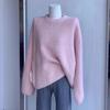 Pink thickened crew neck pullover sweater women's autumn and winter new raccoon velvet soft waxy loose outer wear knitted sweater