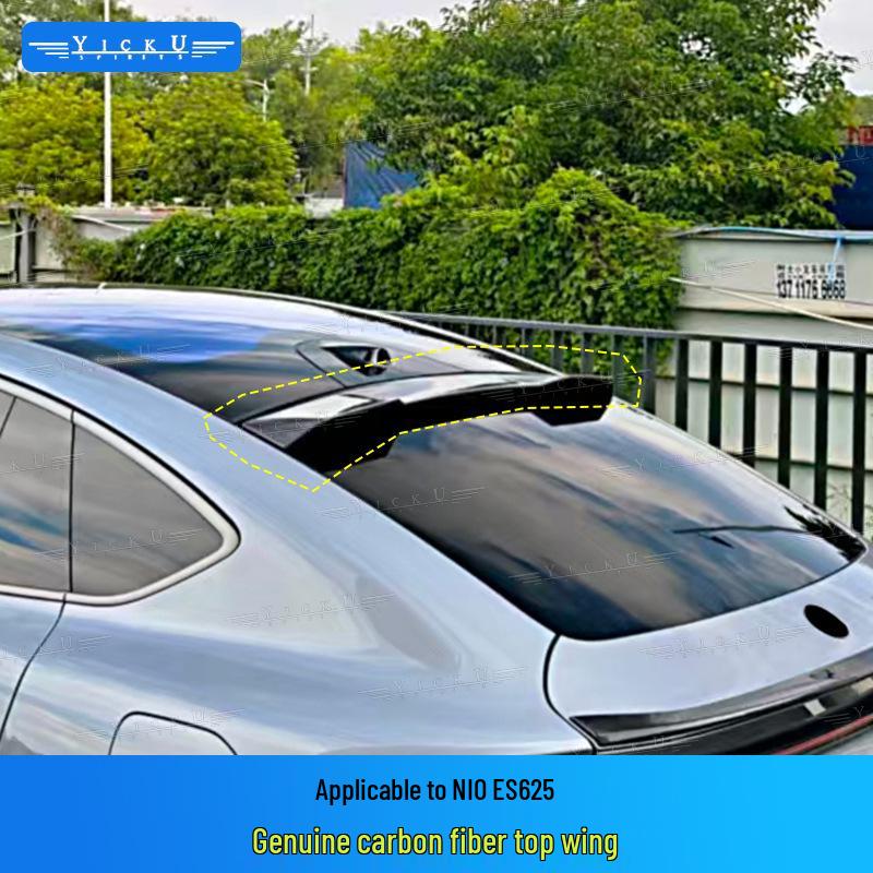 Compatible with NIO EC6: Modified Pluto Style Front Lip, Rear Lip, Top Wing, Tail Wing, Wind Deflector, Fender Trim, and Mirror Cover Kit.