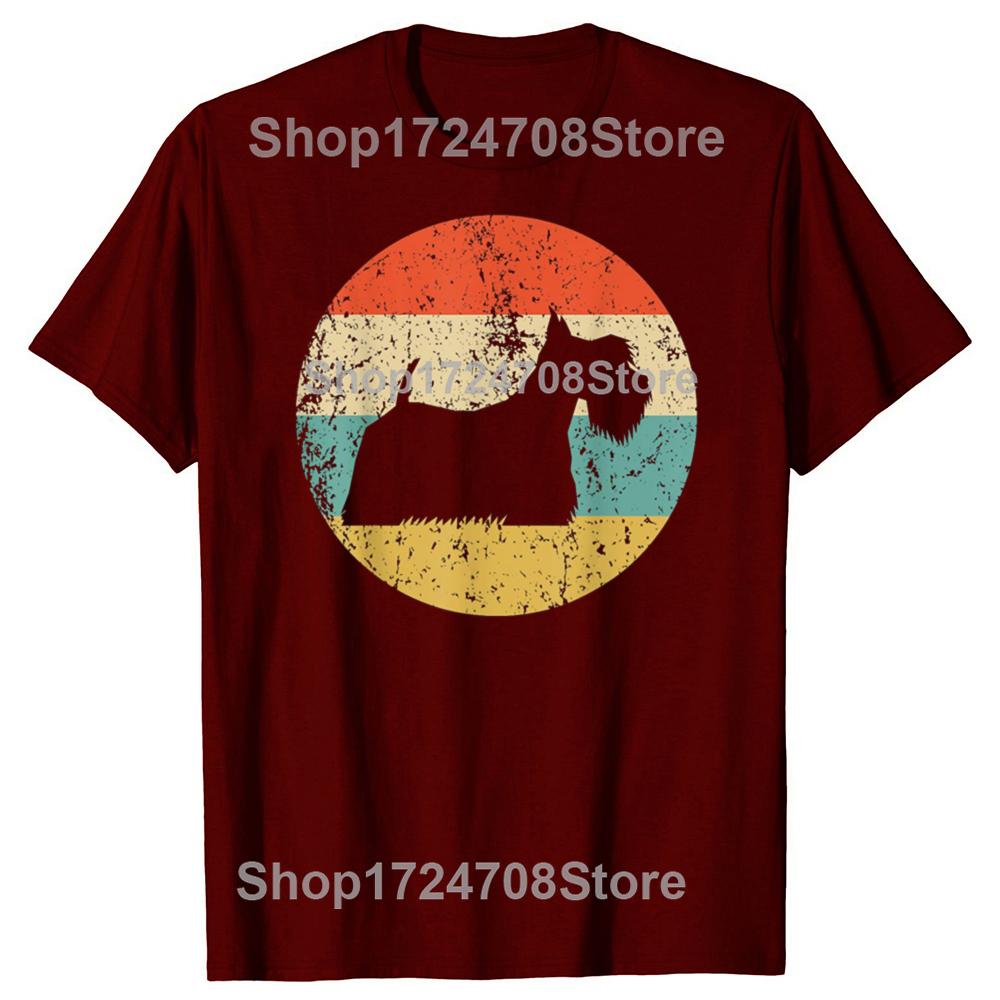 Funny Scottish Terrier Vintage Retro Scottie Dog T-shirts Men Women's Fashion Casual Tshirt 100% Cotton Loose Oversized T Shirt