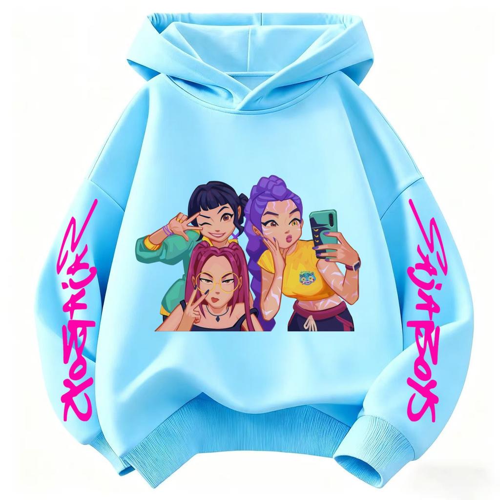 Best Seller Hooded Sweatshirt Cute Prints KPop Demon Hunter Cartoon Children's Fashion WarmTops Casual Cotton Clothing