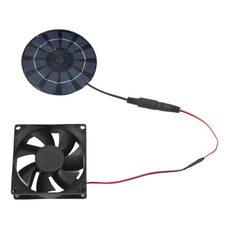 

Round Solar Exhaust Fan Solar Power Controller Panel Powered Fan Ventilation for Dog Kennel Chicken House 1
