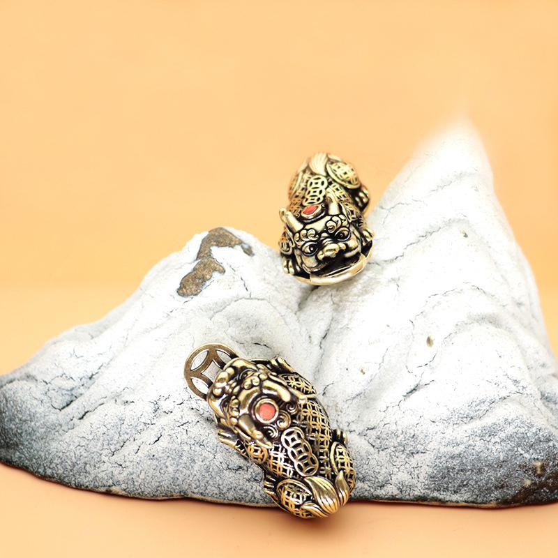 Brass Pixiu Coin Chinese Miniature Figurines - Lucky Ornament For Home Office Tabletop Decoration | Traditional Feng Shui Charms