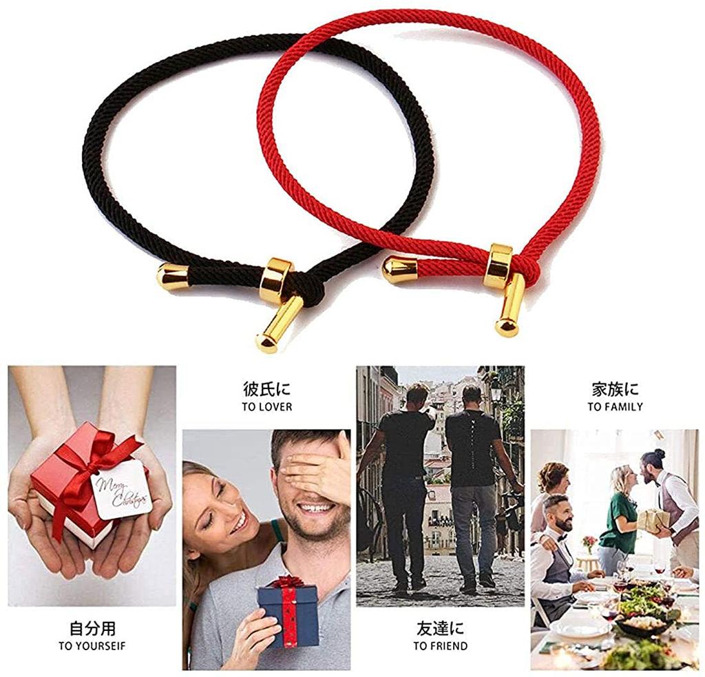 Designer Stainless Steel and Red Adjustable Amulet Retro Chinese Style Women's Bracelet, Gold, Red, Thread, Size, Bracelet,