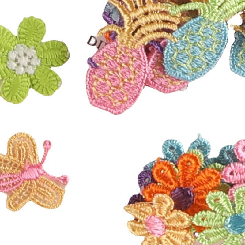 Computer Embroidery Cartoon Fruit Butterfly Color Petal Hand Account Diy Lace Accessories Water Soluble Embroidery Ribbon Cloth Sticker