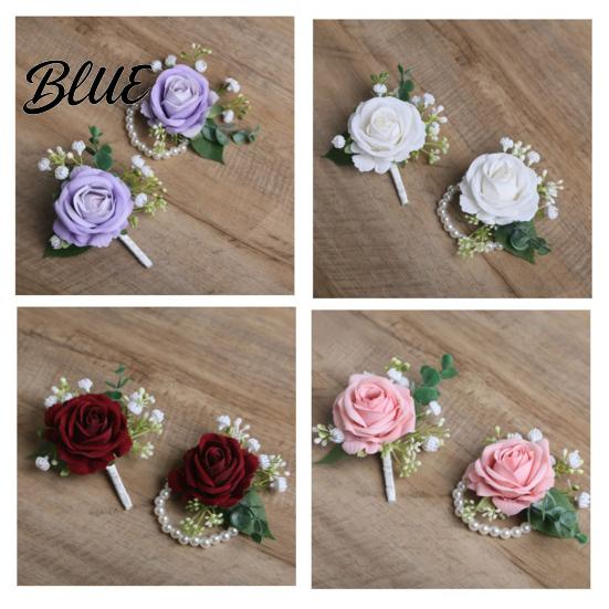 Durable Rose Wristlet Suit Corsage Wedding Band with Faux Pearl