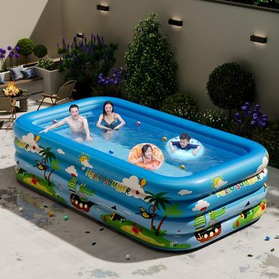 1PC Piscine Gonflable Extérieure, Matériau PVC Durable, Composants Multiples pour Baignoire Extérieure Amusante dans la Cour Arrière et Réunions de Famille