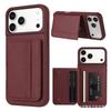 Applicable To iPhone17 Mobile Phone Case Samsung S25 Lychee Pattern Card Holder Anti-drop Protective Case A57 Solid Color Leather Case