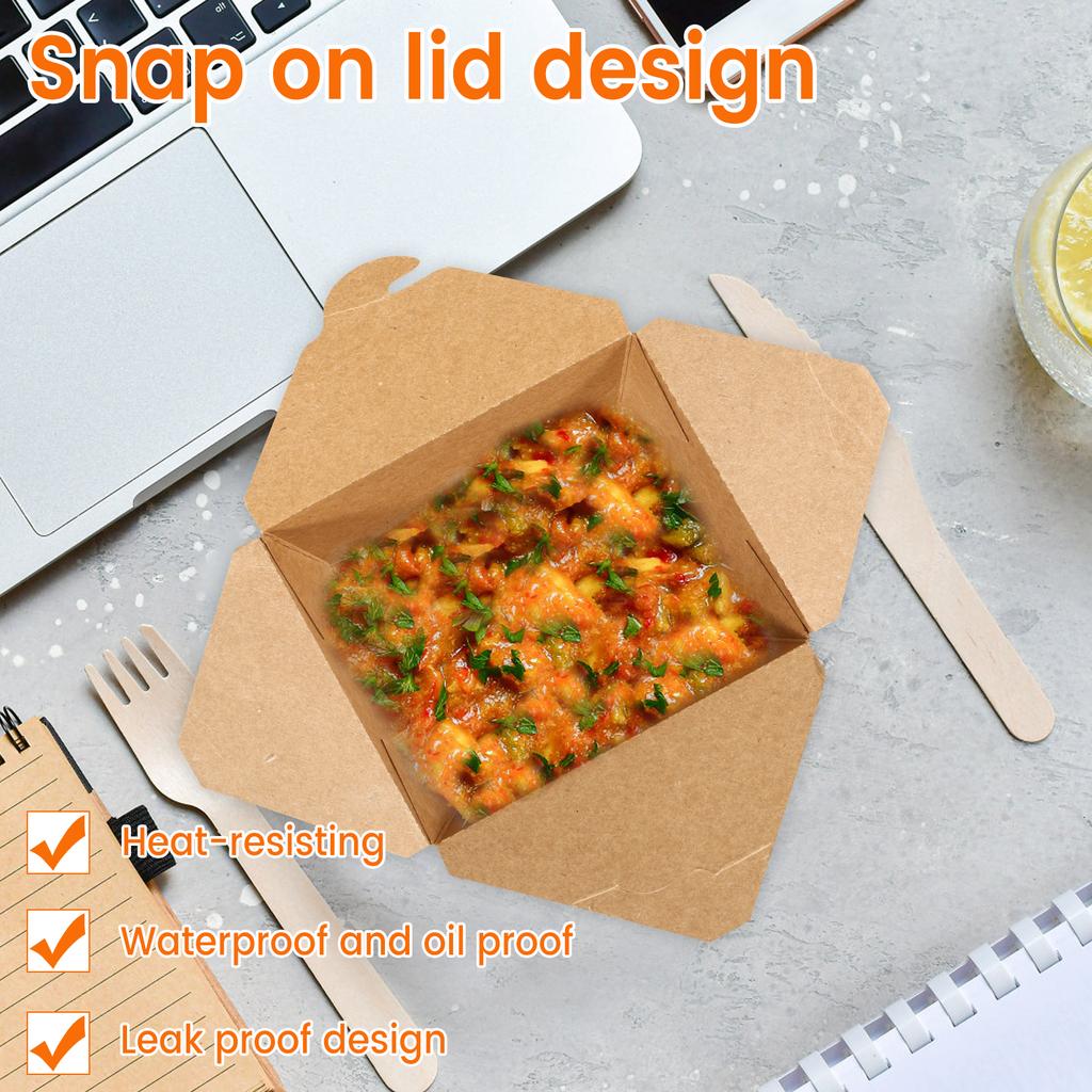 50Pcs Take Out Food Containers 30oz Take Out Paper Container Recyclable To Go Food Containers for Restaurant Party