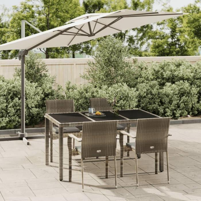 VidaXL Ensemble de salle à manger de jardin 5 pcs avec coussins Gris 3184983