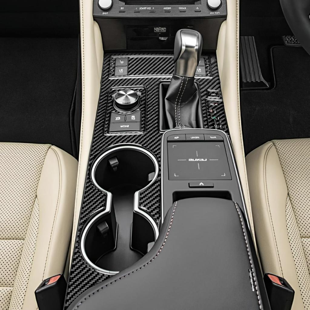 AIRSPEED Carbon Fiber Interior Accessories for Lexus RC RCF RC300 RC300h RC350 RC200T Center Console Gear Shift Knob Panel Trim Cover with Cup Holder