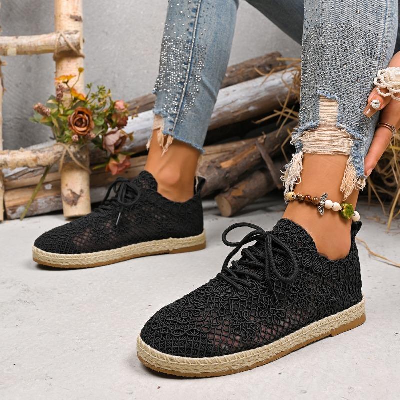 2025 Hot Sale Ladies Shoes Lace-up Women's Vulcanize Shoes Fashion Hollow Out New Plus Size Casual Comfortable Flat Low Heels