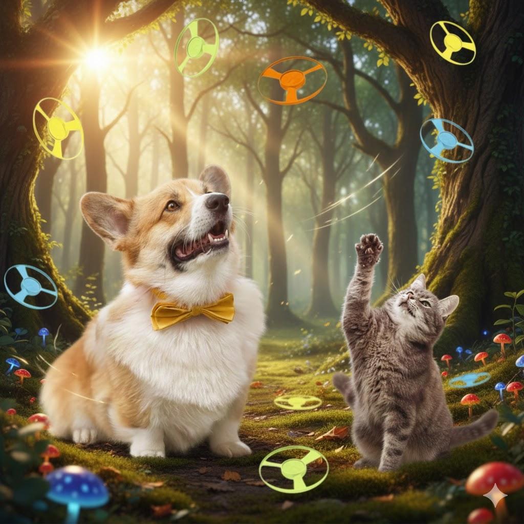 14 Piece Cat Chase Training Interactive Toy Set  Including Colored Flying Propellers Frisbee Colors Are Random
