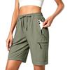 Pantalones Cortos Deportivos Ligeros para Mujer para Senderismo, tipo Cargo, de Secado Rápido, con Cintura de Cordón y Múltiples Bolsillos para Actividades al Aire Libre