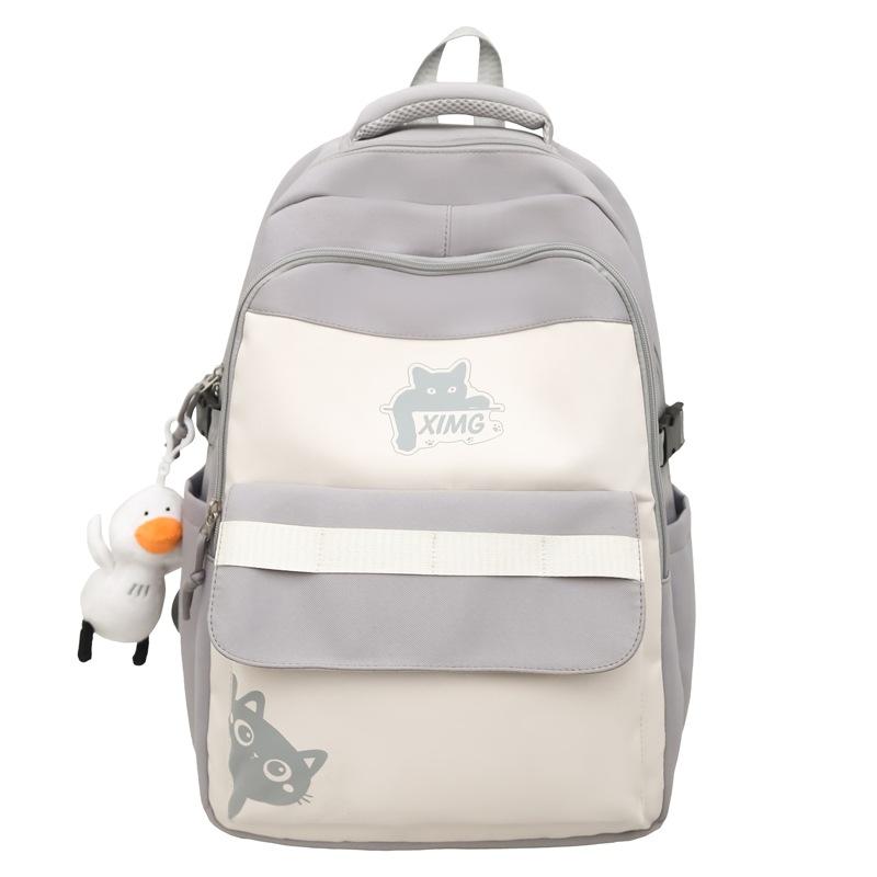 Women Large Capacity Backpack Boys Girls Color Contrast Backpack Student Schoolbag