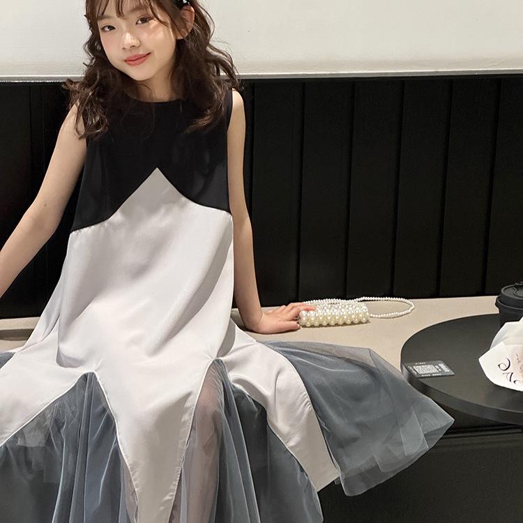 

Модное летнее платье для девочек 2025 года в корейском стиле, премиум-класса, длинное 160cm серый