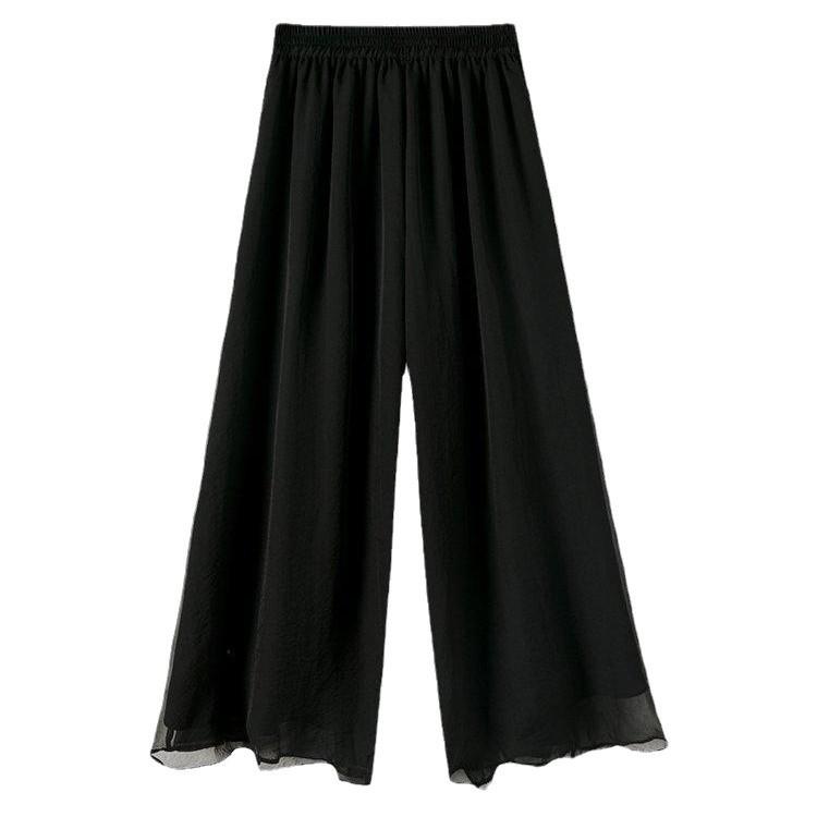 Wide-leg Pants Women's Summer New Elastic Waist Relaxed Thin Loose and Thin Nine-point Pants Women