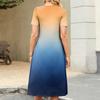 Ladies' Gradient Printed Casual And Fashionable Short Sleeved Round Neck Dress