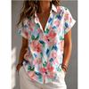 Women's Shirt Short Sleeve Shirt Button Down Blouse Floral Printed Daily Casual Collar Regular Tops Daily Summer Spring