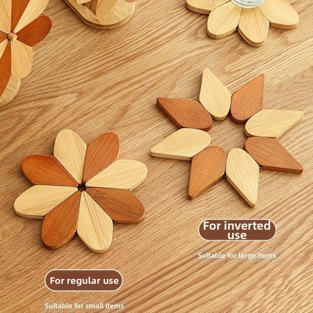 Thicken Wood Trivets Two-Tone Color Pot Holders Cup Mat Heat Resistant Mat Dining Table