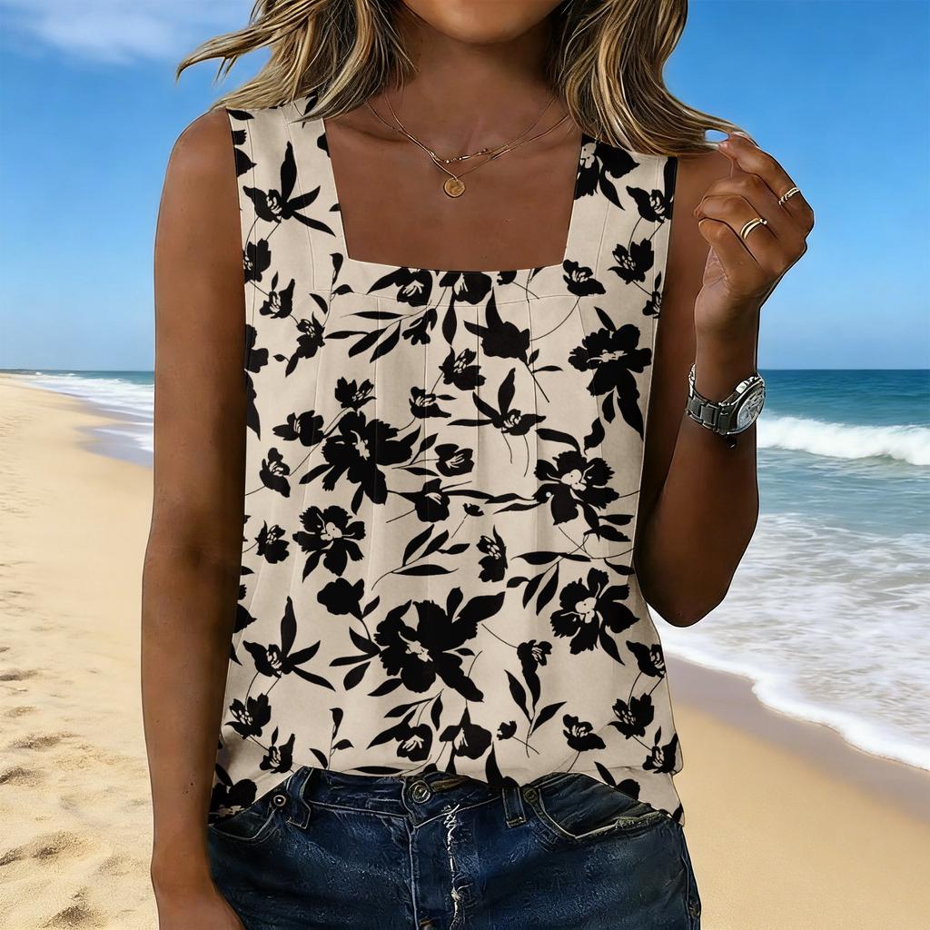 Women's Fashionable Casual Vintage Print Tank Top