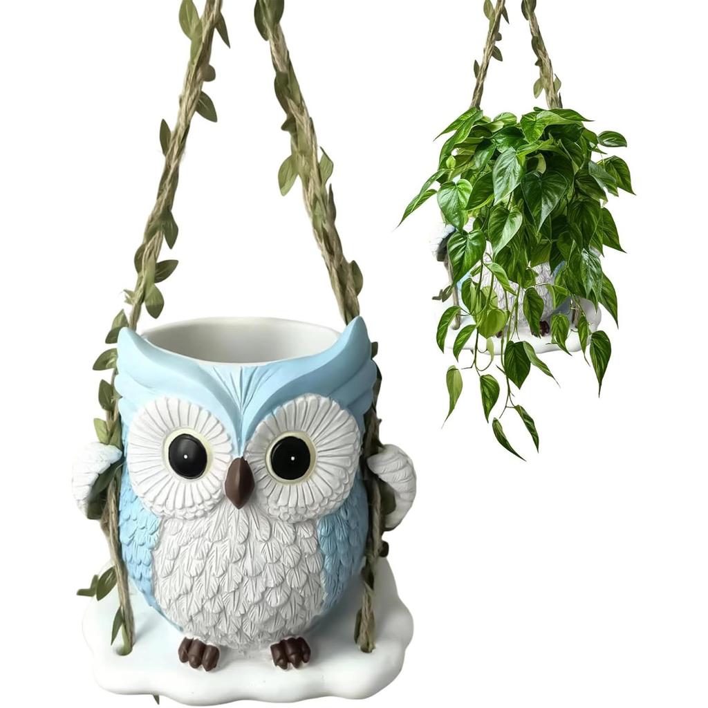 Cute Flower Pot - Swinging Owl Resin Home Decor, Animal Flower Pot, Suitable For Indoor Plants, Indoor And Outdoor Gardens, Terraces, Porches, Etc.