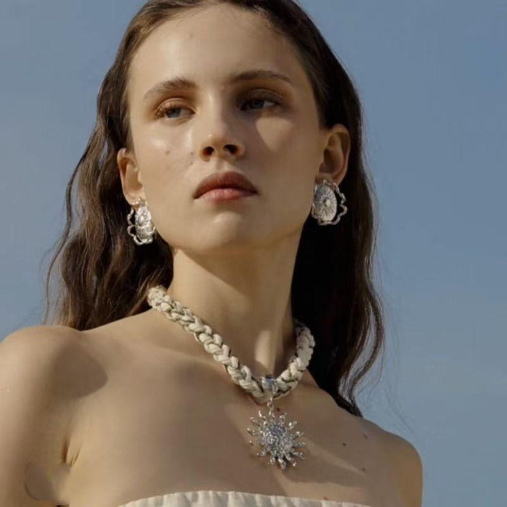 Coarse Braid Rope Weave Choker Exaggerated Wide Clavicle Chain Ethnic Style Necklace  Women