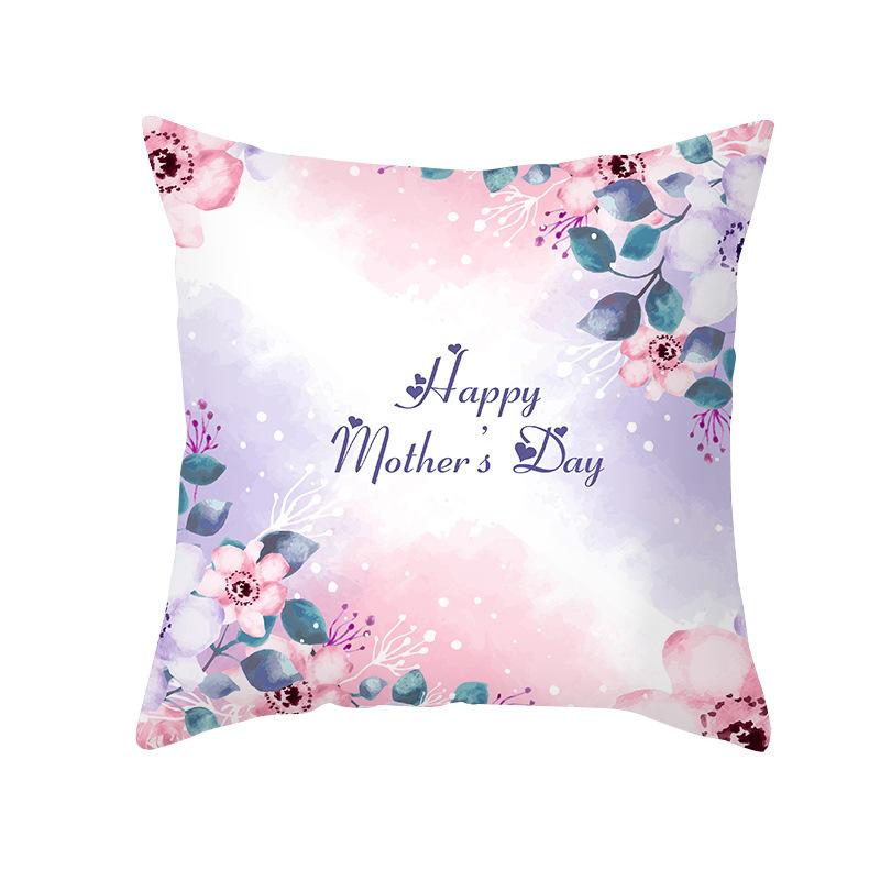 New Mother's Day Printed Pillow Cover Peach Skin Home Sofa Decoration Pillow Bedroom Cushion Pillow Cover