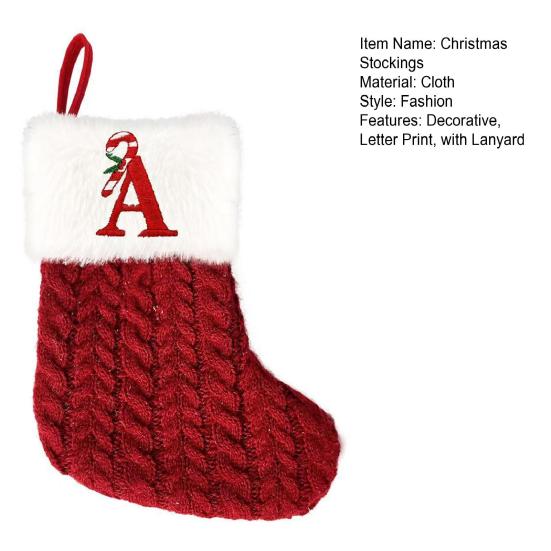 Yousheng Christmas Stockings Decorative Letter Knitted Sock Hanging Decoration Easy To Hang Festive Christmas Tree Decor