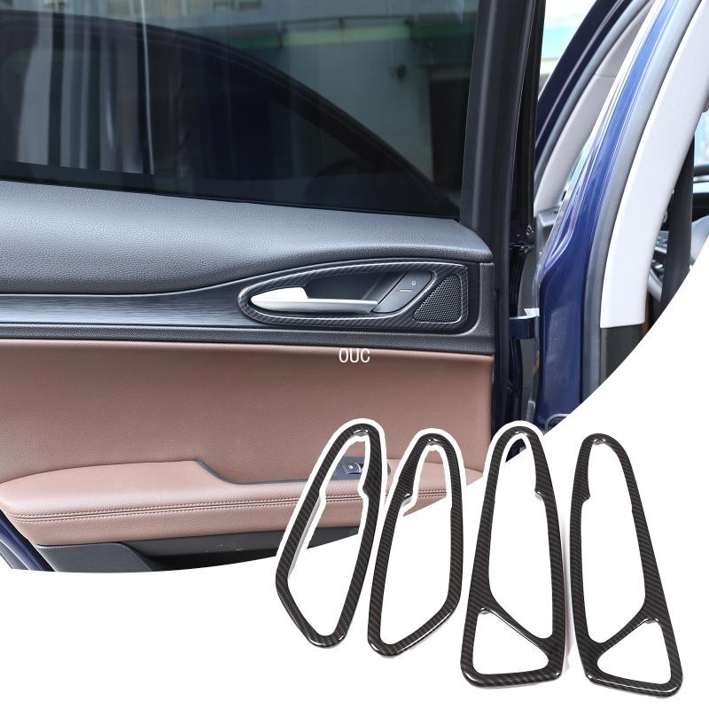 

For Alfa Romeo Stelvio 2017 2018 2019 2020 ABS Carbon Fiber Car Interior Door Handle Frame Cover Trim Stickers Auto Accessories
