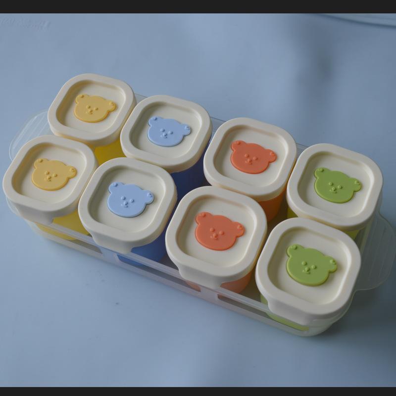 Baby food supplement box storage frozen grid silicone mold can be cooked meat mud complementary food packing box ice grid